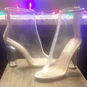 Clear Peep-Toe Ankle Booties