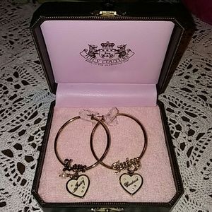 Juicy Couture "Love Juicy" gold hoops New in Box