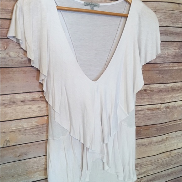 Charlotte Russe White Ruffle Top- Size M