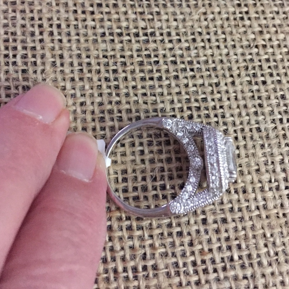 Sz 8 Halo Simulated Diamond Ring - Picture 3 of 5
