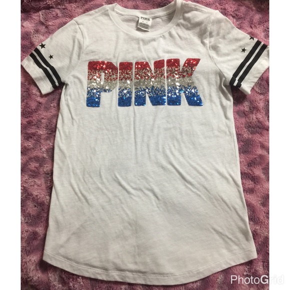 EUC VS Pink sequin tee