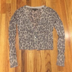 Banana Republic Mad Men Cropped Leopard Cardigan