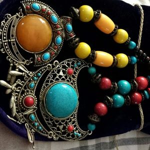 Turquoise. .wooden beaded necklaces