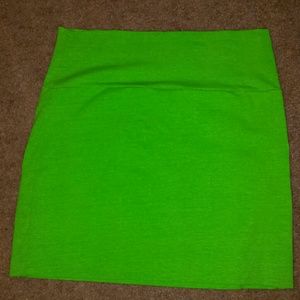 Bright green mini skirt