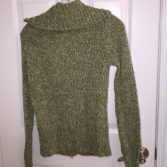 Bcbg marled green cardigan -asymmetrical zip up. - Picture 2 of 4