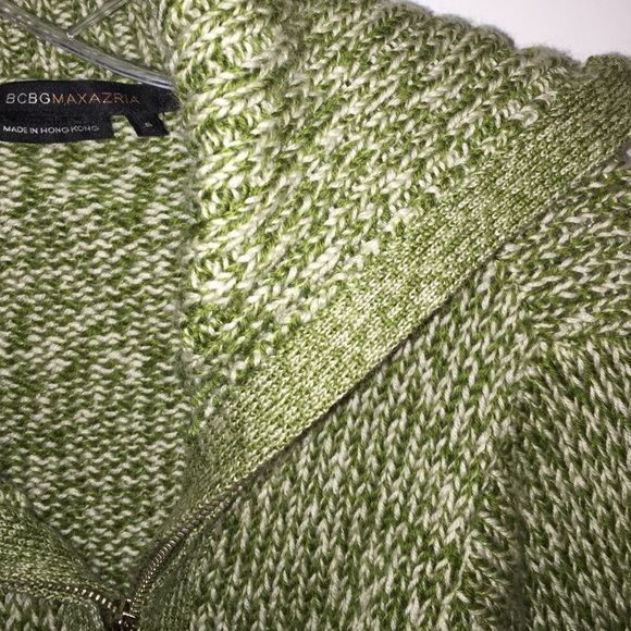 Bcbg marled green cardigan -asymmetrical zip up. - Picture 3 of 4