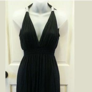 Halter style empire waist dress with metal accent