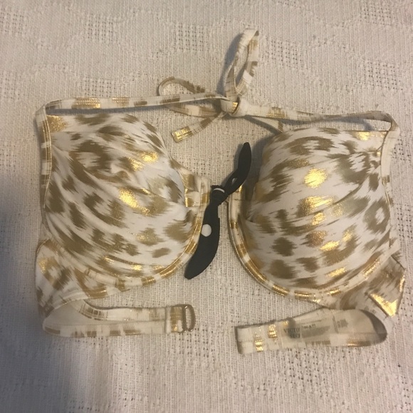 Victoria's Secret 34D bikini top 👙gold & polkadot