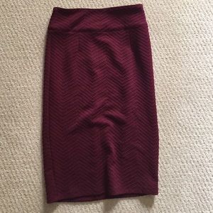Textured Maroon Pencil Skirt
