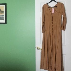 Button up Long Sleeve Bohemian Maxi Dress