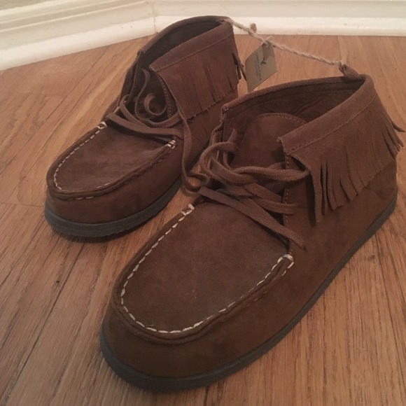 Brown suede moccasins