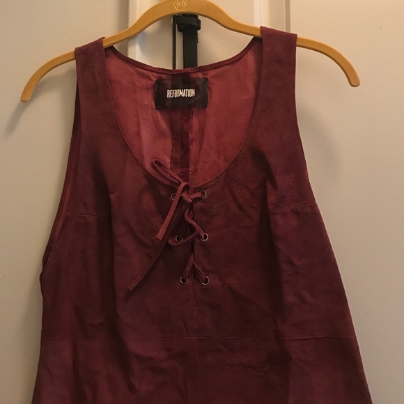 **SOLD**Reformation suede Lace Up dress red xs - Picture 3 of 3
