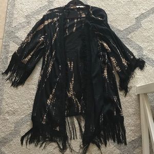 Urban Outfitters tie-dye fringe kimono