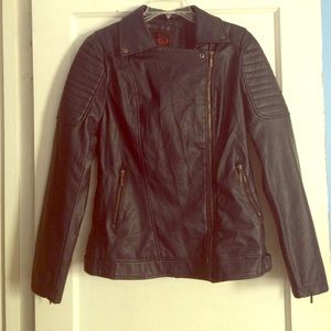 ✨Blue Leather Moto Jacket