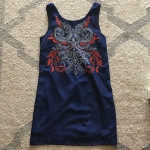 Navy embroidered dress