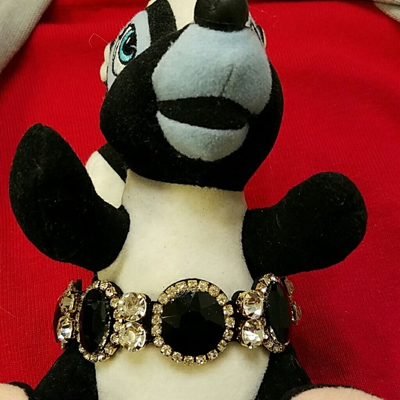 Elegant Choker Rhinestones diamond/ Black Velvet - Picture 3 of 4