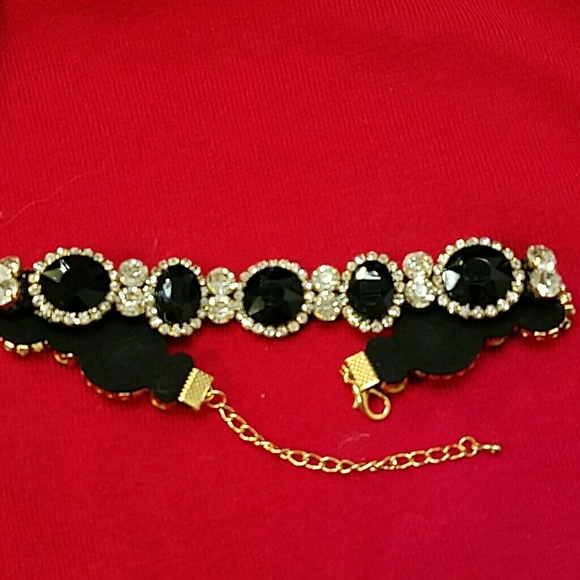 Elegant Choker Rhinestones diamond/ Black Velvet - Picture 4 of 4