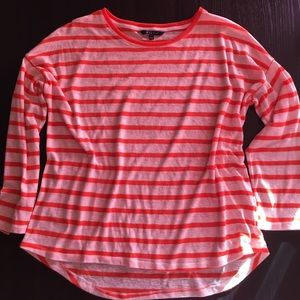 Orange/White Striped Long Sleeve Tee