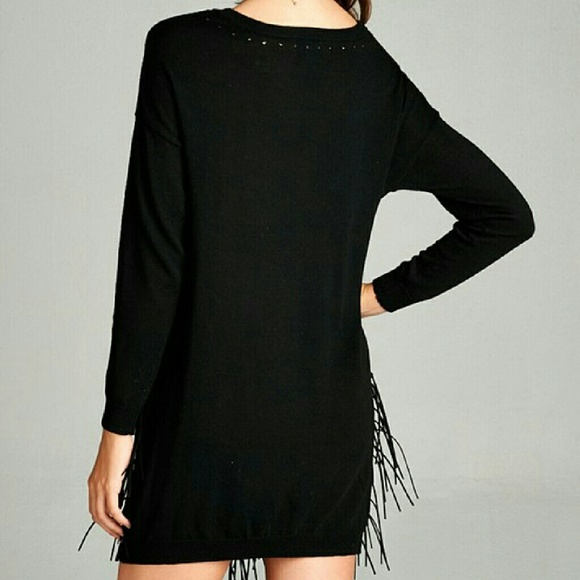 LAST 1 ❄ Sweater Tunic Dress W/Suede Fringe - Picture 2 of 6