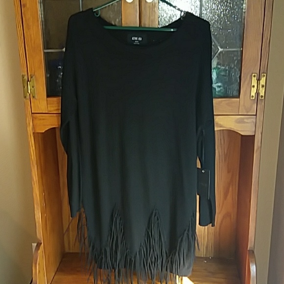 LAST 1 ❄ Sweater Tunic Dress W/Suede Fringe - Picture 4 of 6