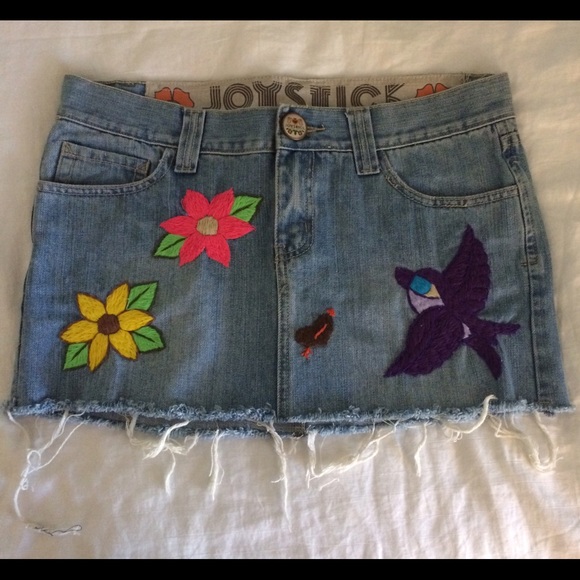 Joystick denim mini skirt