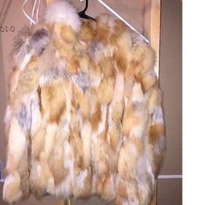 Real fox fur coat... tan & white - Regular size