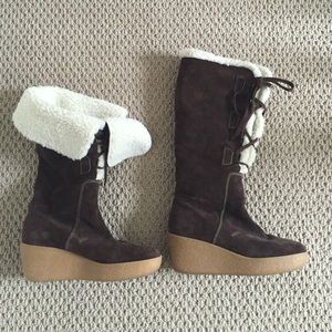 Michael Kors Brown Suede Wedge Boots