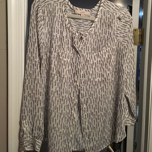Black and white patterned blouse- LOFT