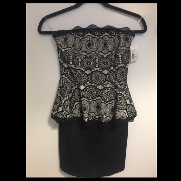 Little black dress with lace stitching