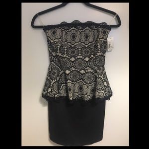 Little black dress with lace stitching