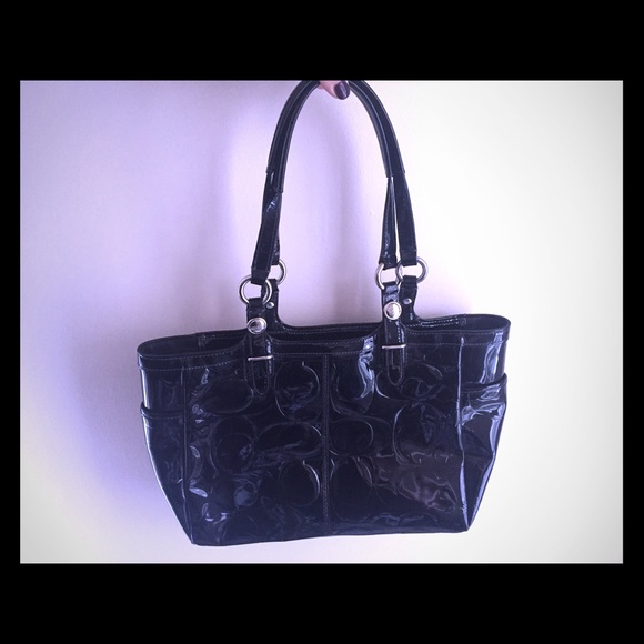 Coach small patent leather tote