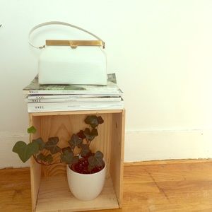 Vintage white leather bag with gold hardware