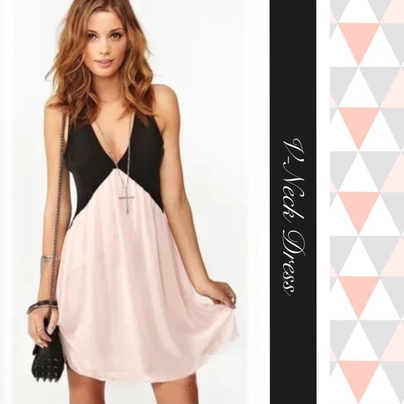 {New} V-Neck Dress w/ Keyhole Back - Picture 1 of 4