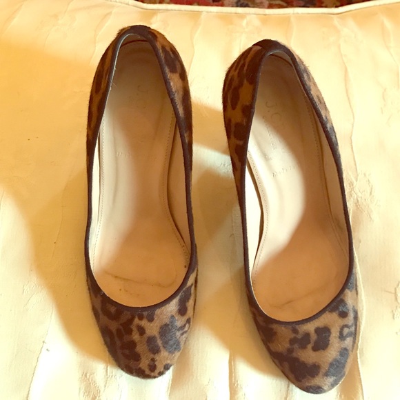 Jcrew Collection calf hair leopard heels