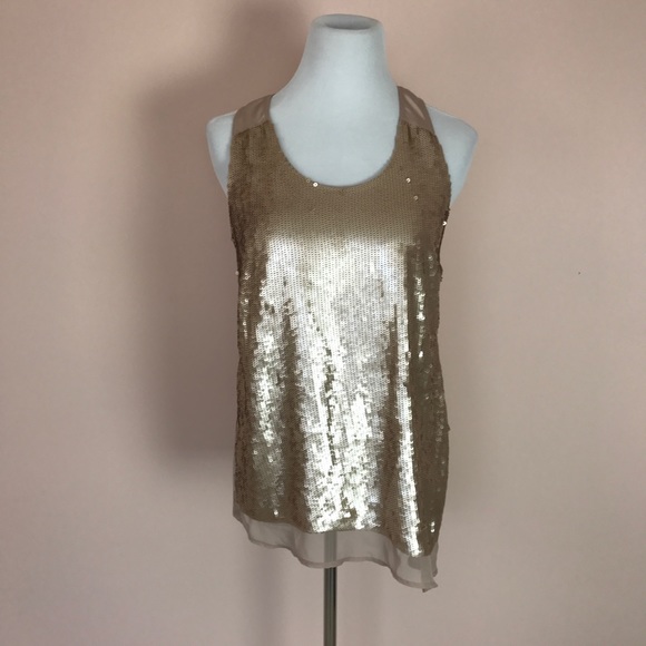 The Limited Tops - The Limited Rose Gold Sequined Tank Top NWT Med
