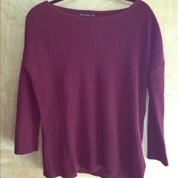 Zara burgundy boatneck sweater