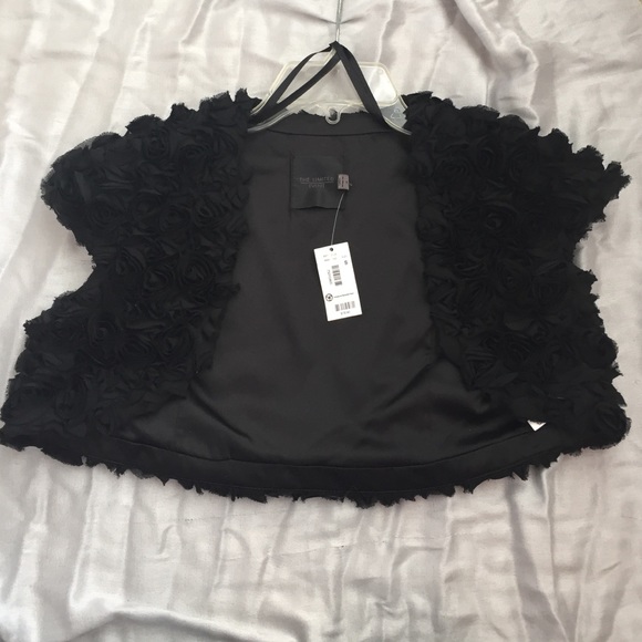 Black, rose petal accented shrug