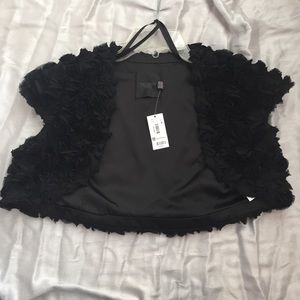 Black, rose petal accented shrug