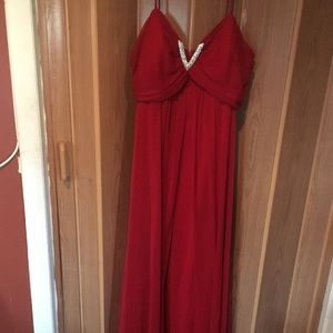 Red, Jeweled V Gown