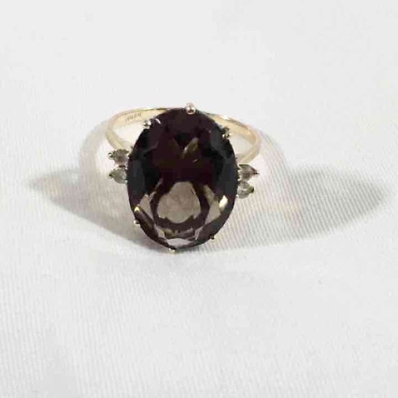 ⛔️SOLD on Etsy⛔️ 10k Smokey Topaz & Diamond Ring