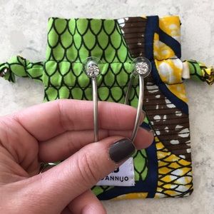 DANNIJO Silver Hoop Earrings with Crystal Post