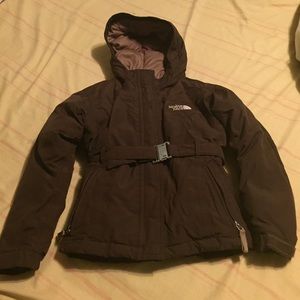 Girls Brown North Face coat size Small (child)