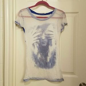 Buttery soft sheer graphic t-shirt