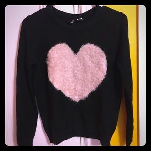 Fuzzy heart sweater.