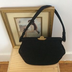 Black bucket style vintage handbag