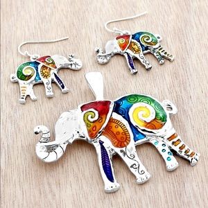 Colorful Elephant Pendant & Earrings-**P-R-I-D-E*