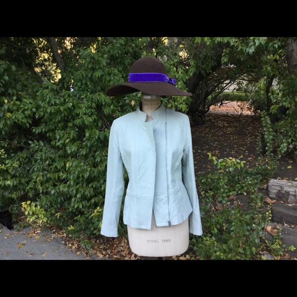 Pale Green Assimetrical leather jacket - Picture 1 of 2