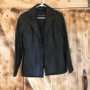 Wilson black leather  jacket with zip in liner