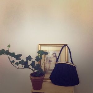 Black satin vintage evening bag