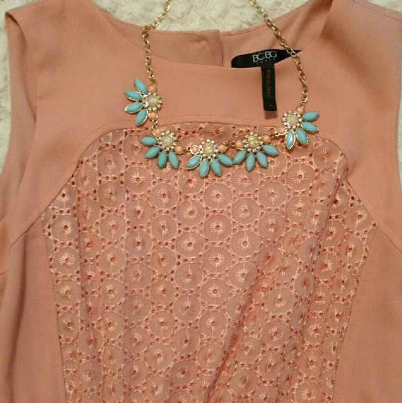 BCBG dress with statement necklace